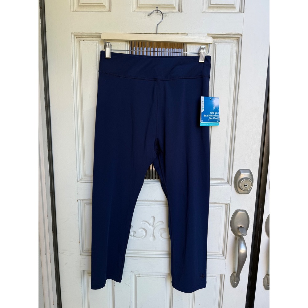 Coolibar Womens Navy Blue Swim Capris UPF 50+ Sun Protection Leggings Size M NEW